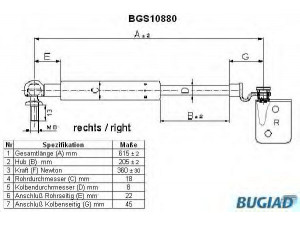 BUGIAD BGS10880 dujinė spyruoklė, bagažinė 
 Priedai -> Bagažinė/pakrovimo skyrius
81800-61830-X10