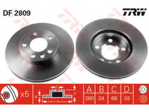 TRW DF2809 stabdžių diskas 
 Stabdžių sistema -> Diskinis stabdys -> Stabdžių diskas
7D0615301A, 7D0615301A, 7D0615301A