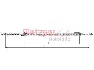 METZGER 10.6543 trosas, stovėjimo stabdys 
 Stabdžių sistema -> Valdymo svirtys/trosai
7700 427 498