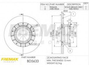 FREMAX BD-5633 stabdžių diskas 
 Dviratė transporto priemonės -> Stabdžių sistema -> Stabdžių diskai / priedai
1387152, 1451161
