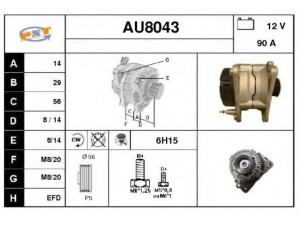 SNRA AU8043 kintamosios srovės generatorius 
 Elektros įranga -> Kint. sr. generatorius/dalys -> Kintamosios srovės generatorius
028903027S, 028903027T