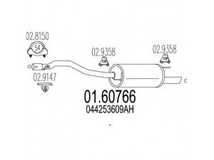 MTS 01.60766 galinis duslintuvas 
 Išmetimo sistema -> Duslintuvas
044253609AH