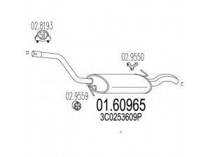 MTS 01.60965 galinis duslintuvas 
 Išmetimo sistema -> Duslintuvas
3C0253609P