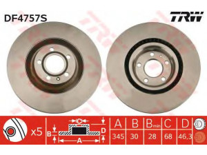 TRW DF4757S stabdžių diskas 
 Stabdžių sistema -> Diskinis stabdys -> Stabdžių diskas
8E0615301K, 8E0615301T