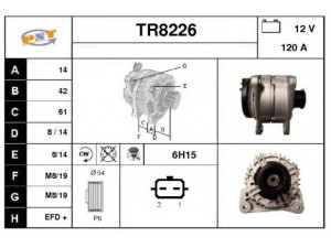 SNRA TR8226 kintamosios srovės generatorius 
 Elektros įranga -> Kint. sr. generatorius/dalys -> Kintamosios srovės generatorius
8200323137, 8200660025