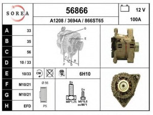 EAI 56866 kintamosios srovės generatorius 
 Elektros įranga -> Kint. sr. generatorius/dalys -> Kintamosios srovės generatorius
24437120, 6204137, 9200958, 93175793