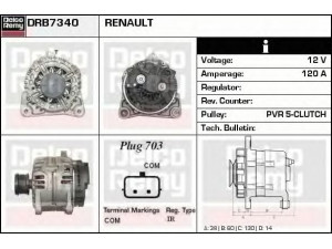 DELCO REMY DRB7340 kintamosios srovės generatorius 
 Elektros įranga -> Kint. sr. generatorius/dalys -> Kintamosios srovės generatorius
8200325013, 8200360480