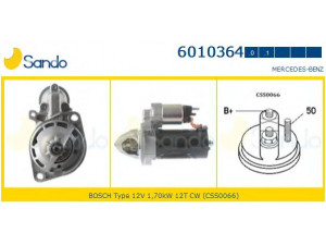 SANDO 6010364.0 starteris 
 Elektros įranga -> Starterio sistema -> Starteris
0061512501, A0061512501