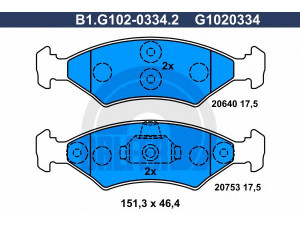GALFER B1.G102-0334.2 stabdžių trinkelių rinkinys, diskinis stabdys 
 Techninės priežiūros dalys -> Papildomas remontas
1010503, 1042688, 1064763, 1079920