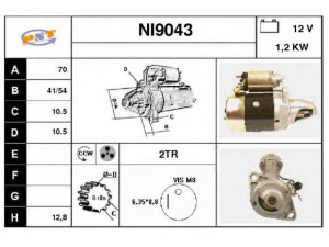 SNRA NI9043 starteris 
 Elektros įranga -> Starterio sistema -> Starteris
M0T80285, M1T77281, M2T49283, M3T22173