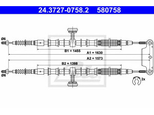 ATE 24.3727-0758.2 trosas, stovėjimo stabdys 
 Stabdžių sistema -> Valdymo svirtys/trosai
24455114, 5 22 019, 5 22 452, 93181107