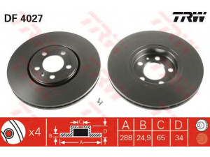 TRW DF4027 stabdžių diskas 
 Dviratė transporto priemonės -> Stabdžių sistema -> Stabdžių diskai / priedai
1J0615301C, 1J0615301R, 1JO615301C