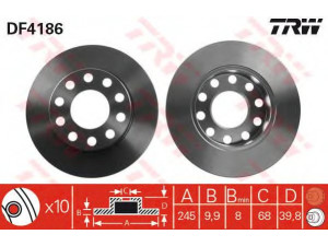 TRW DF4186 stabdžių diskas 
 Dviratė transporto priemonės -> Stabdžių sistema -> Stabdžių diskai / priedai
8E0615601B, 8E0615601P, 8E0615601B