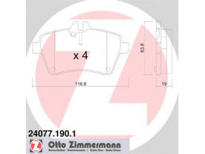 ZIMMERMANN 24077.190.1 stabdžių trinkelių rinkinys, diskinis stabdys 
 Techninės priežiūros dalys -> Papildomas remontas
169 420 0220, 169 420 0320, 169 420 0720