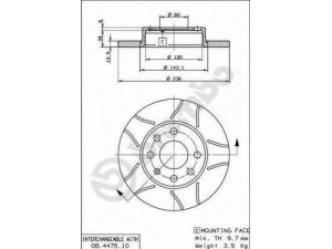 BREMBO 08.4475.75 stabdžių diskas 
 Dviratė transporto priemonės -> Stabdžių sistema -> Stabdžių diskai / priedai
90111242, 569030, 93182290, 90008005