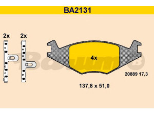 BARUM BA2131 stabdžių trinkelių rinkinys, diskinis stabdys 
 Techninės priežiūros dalys -> Papildomas remontas
191 698 151 F, 191 698 151, 191 698 151 A
