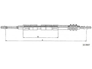 CABOR 10.9847 trosas, stovėjimo stabdys 
 Stabdžių sistema -> Valdymo svirtys/trosai
6314201285, 6314202185