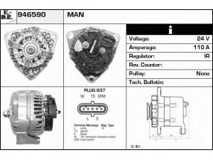 EDR 946590 kintamosios srovės generatorius 
 Elektros įranga -> Kint. sr. generatorius/dalys -> Kintamosios srovės generatorius
51261017246, 51261017270