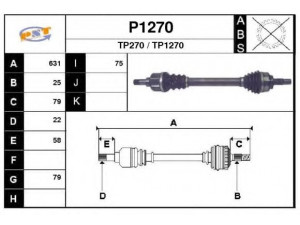 SNRA P1270 kardaninis velenas 
 Ratų pavara -> Kardaninis velenas
32725X, 32726X