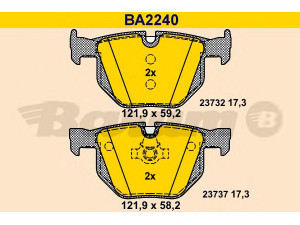 BARUM BA2240 stabdžių trinkelių rinkinys, diskinis stabdys 
 Techninės priežiūros dalys -> Papildomas remontas
34 21 2 339 276, 34 21 2 339 277