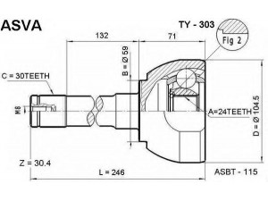 ASVA TY-303 jungčių komplektas, kardaninis velenas 
 Ratų pavara -> Sujungimai/komplektas
43430-60020, 43430-60040