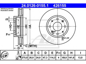 ATE 24.0126-0155.1 stabdžių diskas 
 Dviratė transporto priemonės -> Stabdžių sistema -> Stabdžių diskai / priedai
51712-2F100