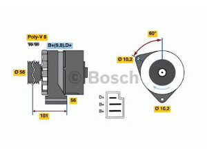 BOSCH 0 986 033 750 kintamosios srovės generatorius 
 Elektros įranga -> Kint. sr. generatorius/dalys -> Kintamosios srovės generatorius
007 154 48 02 80, 007 154 60 02