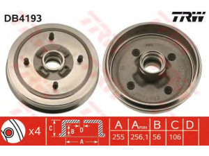 TRW DB4193 stabdžių būgnas 
 Stabdžių sistema -> Būgninis stabdys -> Stabdžių būgnas
7701465899, 7701642515