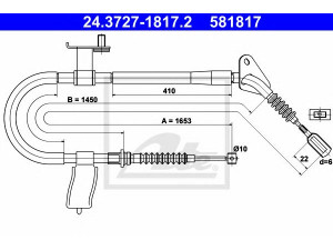 ATE 24.3727-1817.2 trosas, stovėjimo stabdys 
 Stabdžių sistema -> Valdymo svirtys/trosai
BC1D-44-420A, BC1D-44-420B, BC1D-44-420C