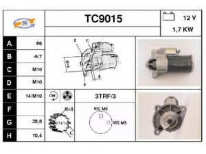 SNRA TC9015 starteris 
 Elektros įranga -> Starterio sistema -> Starteris
M1T80081, M1T80082, M1T80481, M1T90281