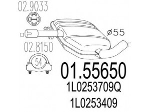 MTS 01.55650 vidurinis duslintuvas 
 Išmetimo sistema -> Duslintuvas
1L0253409, 1L0253709Q