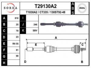 EAI T29130A2 kardaninis velenas 
 Ratų pavara -> Kardaninis velenas
32732F, 32734X