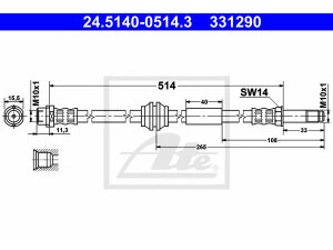 ATE 24.5140-0514.3 stabdžių žarnelė 
 Stabdžių sistema -> Stabdžių žarnelės
7H0 611 701 B, 7H0 611 701 C, 7H0 611 701 D