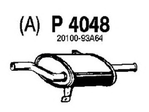 FENNO P4048 galinis duslintuvas 
 Išmetimo sistema -> Duslintuvas
20100-57M62, 20100-87A64, 20100-93A64