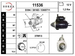 EAI 11536 starteris 
 Elektros įranga -> Starterio sistema -> Starteris
M2T60481