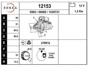 EAI 12153 starteris 
 Elektros įranga -> Starterio sistema -> Starteris
06E911023B, 06E911023C