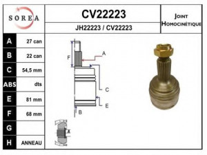 EAI CV22223K jungčių komplektas, kardaninis velenas 
 Ratų pavara -> Sujungimai/komplektas