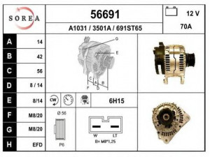 EAI 56691 kintamosios srovės generatorius 
 Elektros įranga -> Kint. sr. generatorius/dalys -> Kintamosios srovės generatorius
037903025B