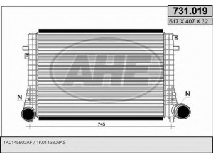 AHE 731.019 tarpinis suslėgto oro aušintuvas, kompresorius 
 Variklis -> Oro tiekimas -> Įkrovos agregatas (turbo/superįkrova) -> Tarpinis suslėgto oro aušintuvas
1K0145803AF