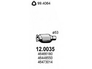 ASSO 12.0035 katalizatoriaus keitiklis 
 Išmetimo sistema -> Katalizatoriaus keitiklis
46448550, 46466180, 46473014, 46475795