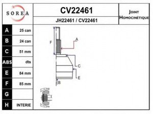 EAI CV22461K jungčių komplektas, kardaninis velenas