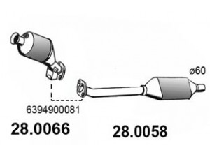 ASSO 28.0058 katalizatoriaus keitiklis 
 Išmetimo sistema -> Katalizatoriaus keitiklis
6394900081