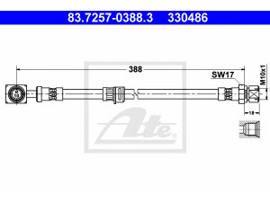 ATE 83.7257-0388.3 stabdžių žarnelė 
 Stabdžių sistema -> Stabdžių žarnelės
5 62 364, 5 62 373, 90495787, 90539252