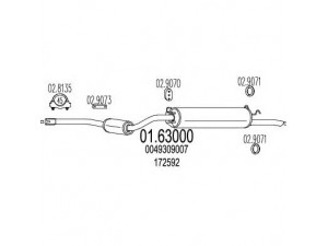 MTS 01.63000 galinis duslintuvas 
 Išmetimo sistema -> Duslintuvas
0049309007, 0049359107, 172592