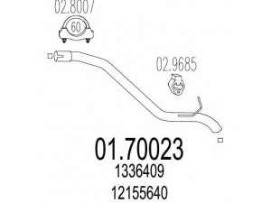 MTS 01.70023 išleidimo kolektorius 
 Išmetimo sistema -> Išmetimo vamzdžiai
12155640, 1336409