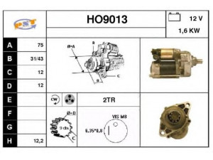 SNRA HO9013 starteris 
 Elektros įranga -> Starterio sistema -> Starteris
31200P44G5, 31200P44G51, 31200P45G5