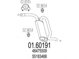 MTS 01.60191 galinis duslintuvas 
 Išmetimo sistema -> Duslintuvas
46475509, 46475514, 55183488