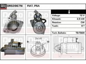 DELCO REMY DRS3967N starteris 
 Elektros įranga -> Starterio sistema -> Starteris
134705880, 55195967, 551959670