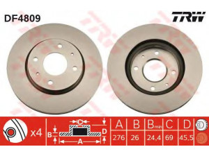 TRW DF4809 stabdžių diskas 
 Dviratė transporto priemonės -> Stabdžių sistema -> Stabdžių diskai / priedai
MR510741, MR510742, MR527825