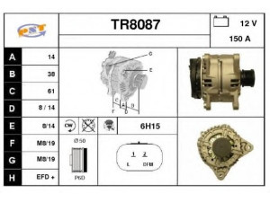 SNRA TR8087 kintamosios srovės generatorius 
 Elektros įranga -> Kint. sr. generatorius/dalys -> Kintamosios srovės generatorius
8200229907